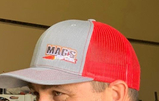 Richardson 112 Trucker Heather Gray with Red Mesh