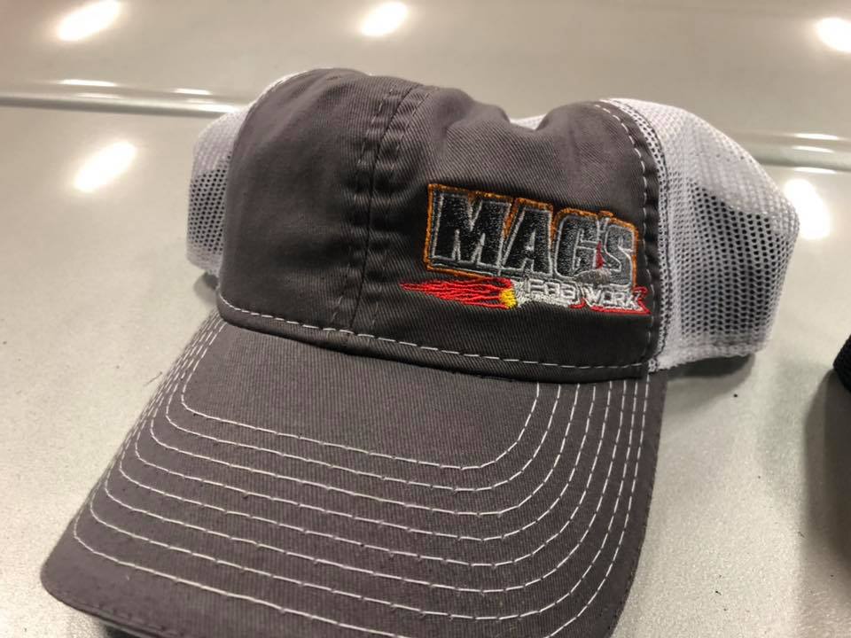 Outdoor Hat Black with Gray Mesh and Red Stitching "Run Your Welder Not Your Mouth"